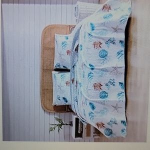 Great Bay Home Key West Quilt Set aqua white background shells starfish F/Q New…